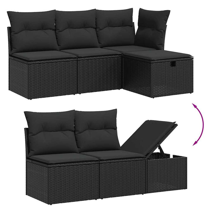sofasæt til haven 7 dele med hynder polyrattan sort