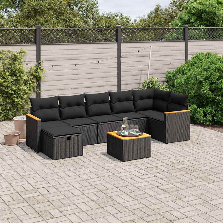 sofasæt til haven 8 dele med hynder polyrattan sort
