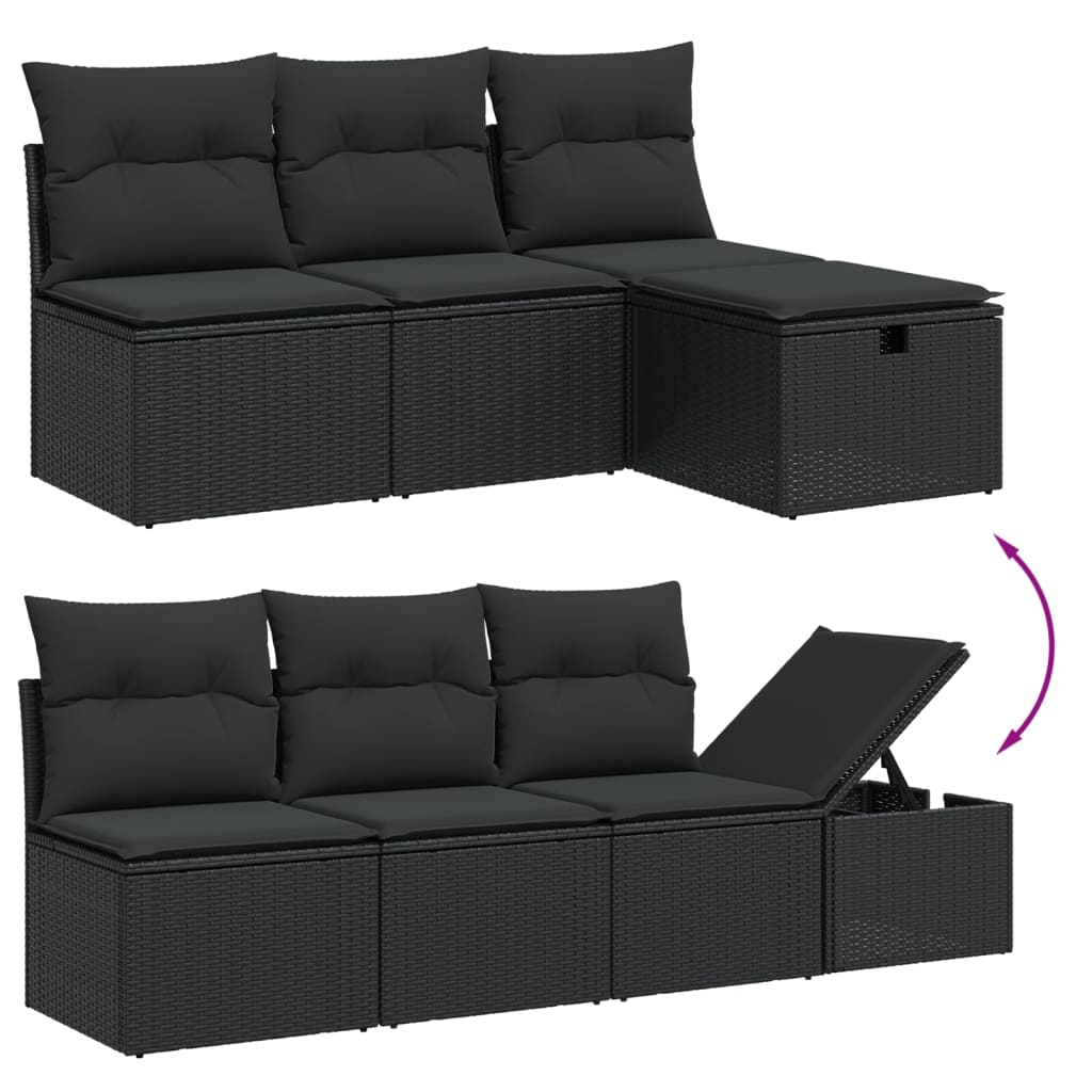 sofasæt til haven 7 dele med hynder polyrattan sort