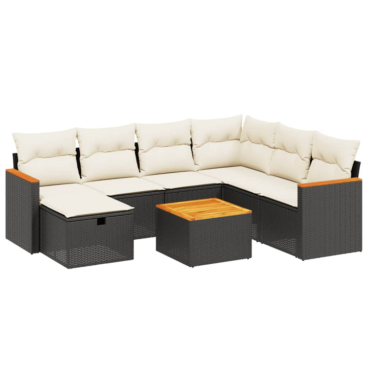 sofasæt til haven 8 dele med hynder polyrattan sort