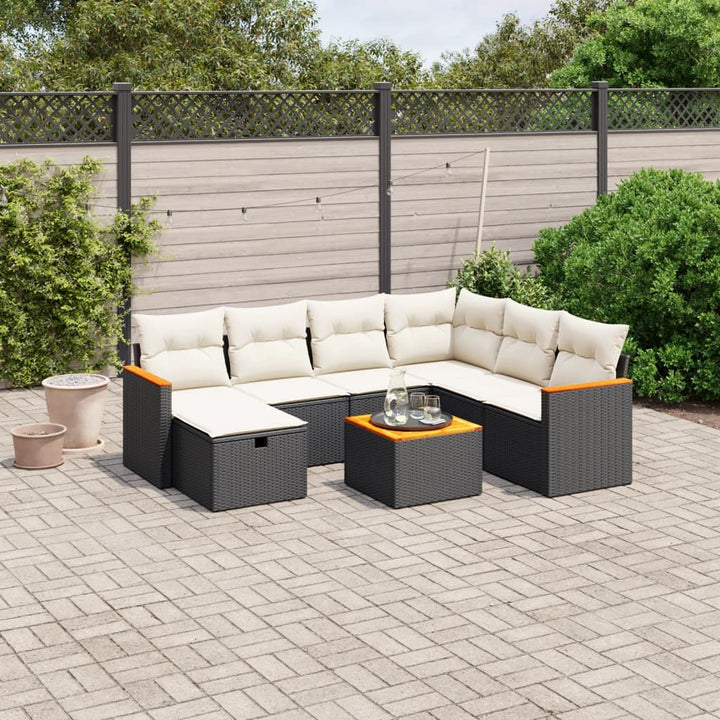 sofasæt til haven 8 dele med hynder polyrattan sort