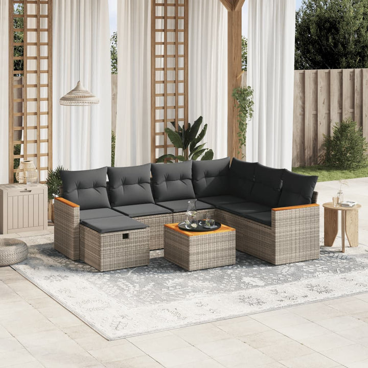 sofasæt til haven 8 dele med hynder polyrattan grå