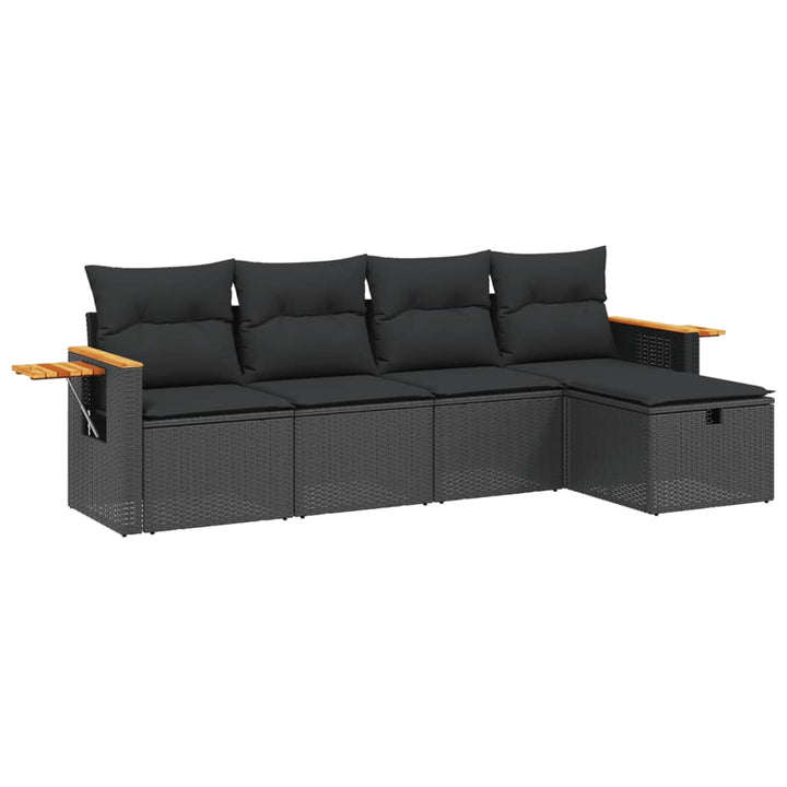 sofasæt til haven 5 dele med hynder polyrattan sort