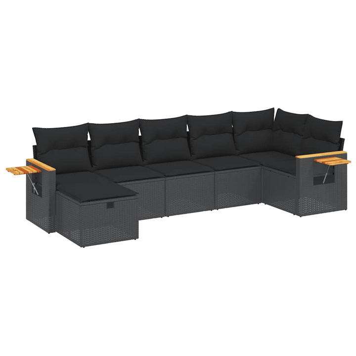 sofasæt til haven 7 dele med hynder polyrattan sort