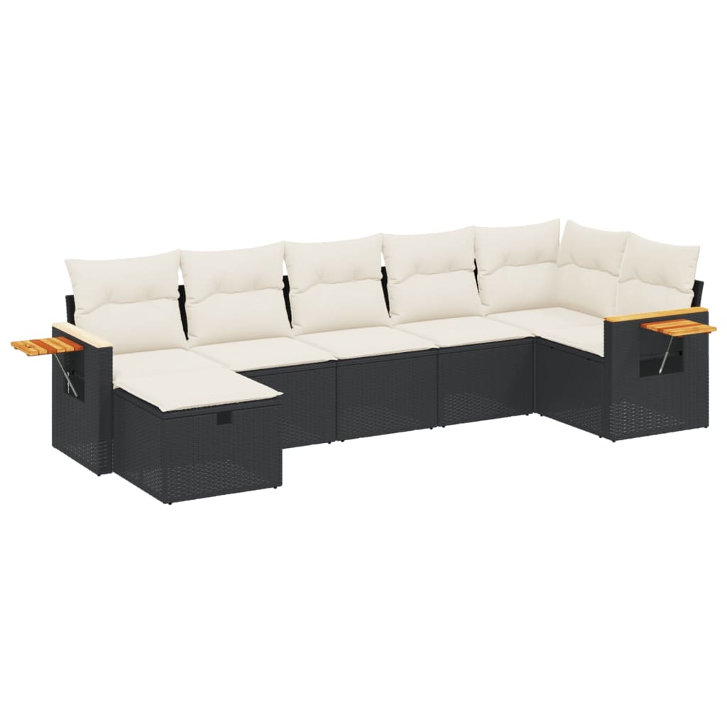 sofasæt til haven 7 dele med hynder polyrattan sort