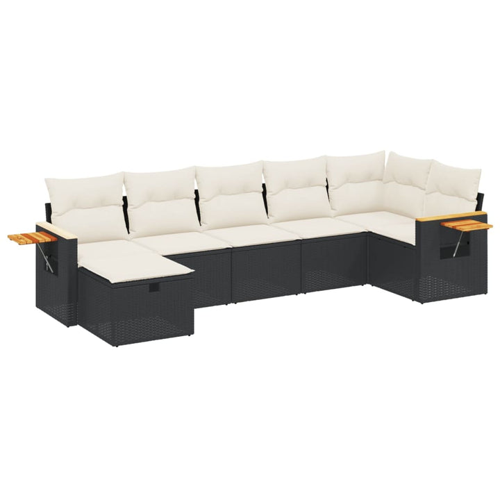 sofasæt til haven 7 dele med hynder polyrattan sort