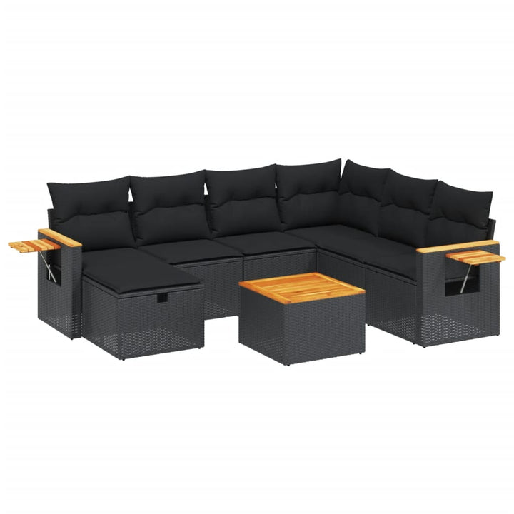 sofasæt til haven 8 dele med hynder polyrattan sort