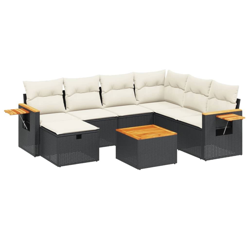 sofasæt til haven 8 dele med hynder polyrattan sort