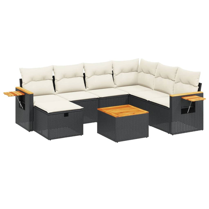 sofasæt til haven 8 dele med hynder polyrattan sort