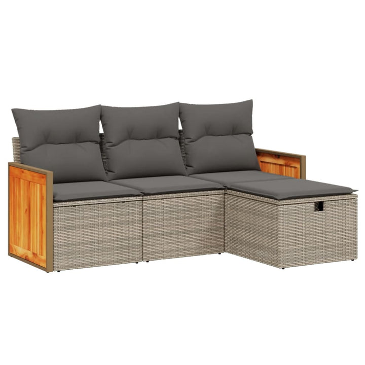 sofasæt til haven 4 dele med hynder polyrattan grå