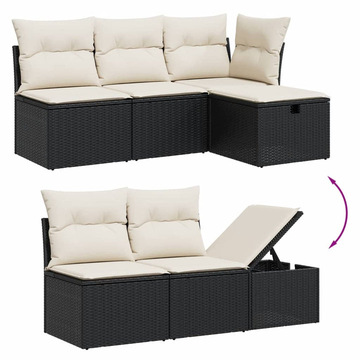sofasæt til haven 5 dele med hynder polyrattan sort