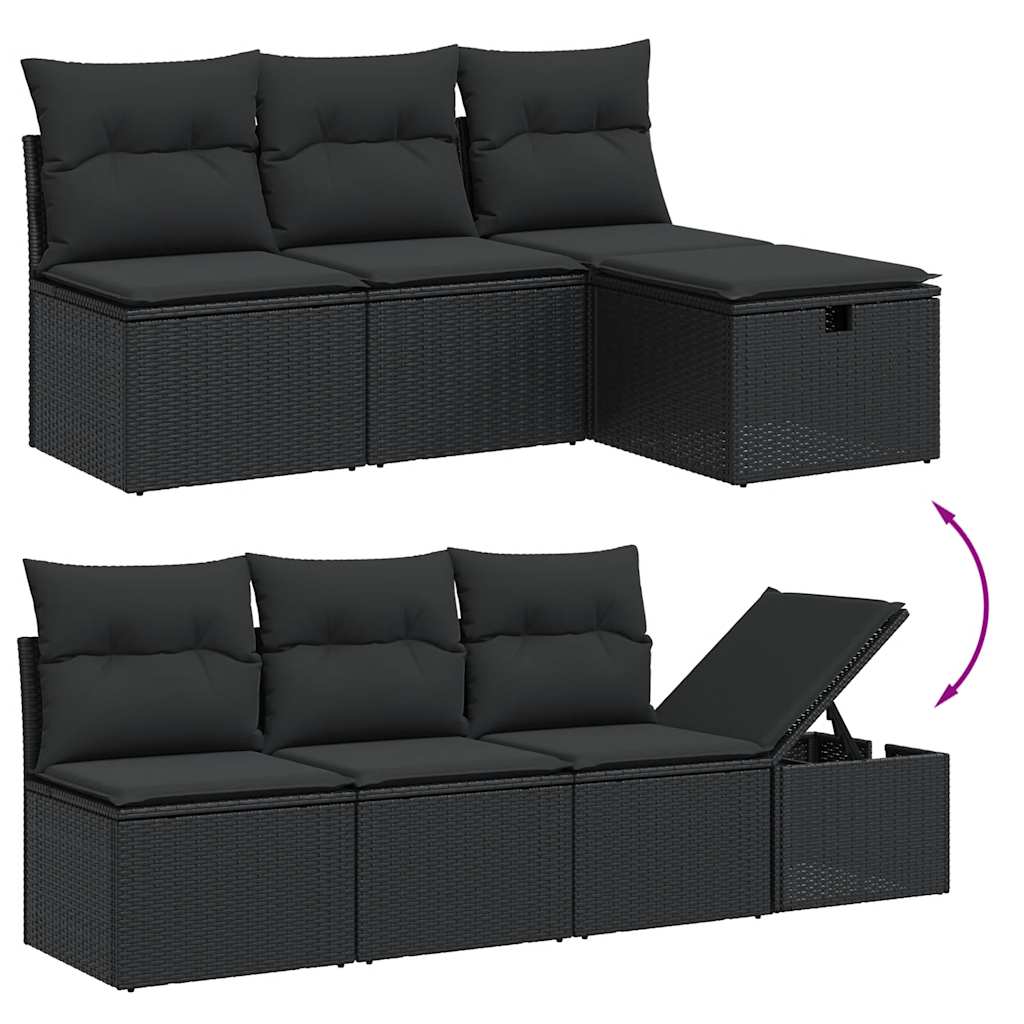 sofasæt til haven 7 dele med hynder polyrattan sort
