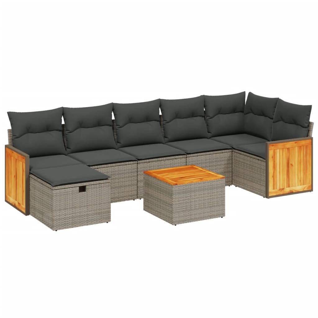 sofasæt til haven 8 dele med hynder polyrattan grå