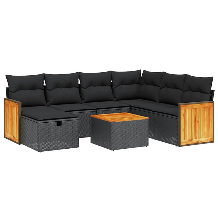 sofasæt til haven 8 dele med hynder polyrattan sort