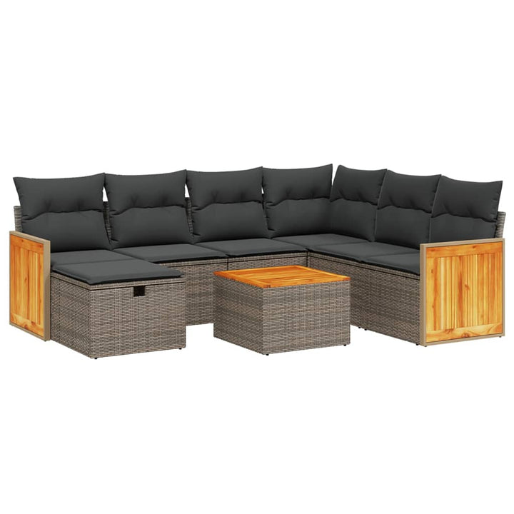 sofasæt til haven 8 dele med hynder polyrattan grå