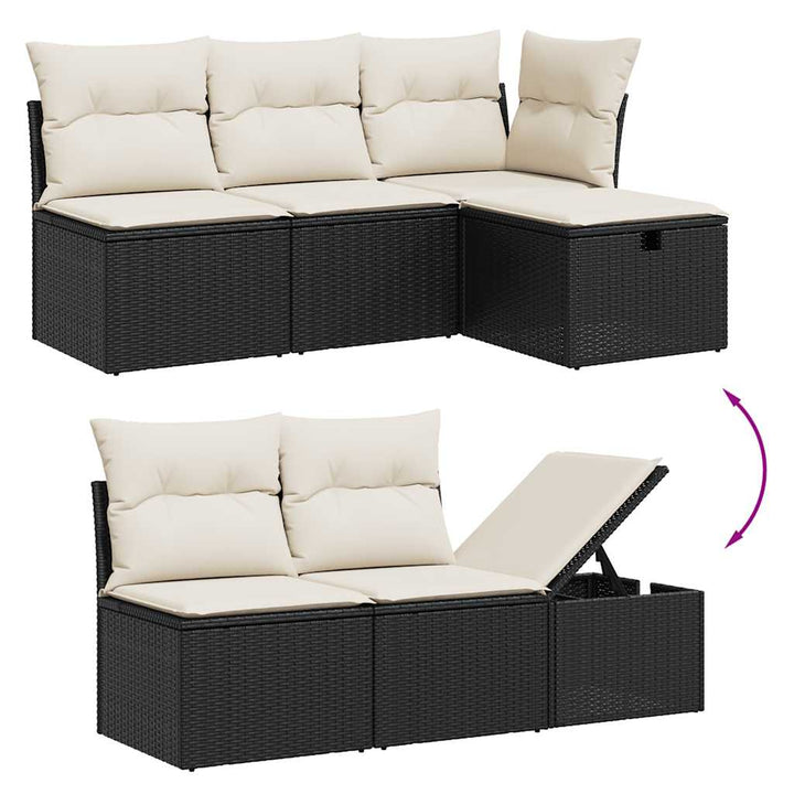 sofasæt til haven 10 dele med hynder polyrattan sort