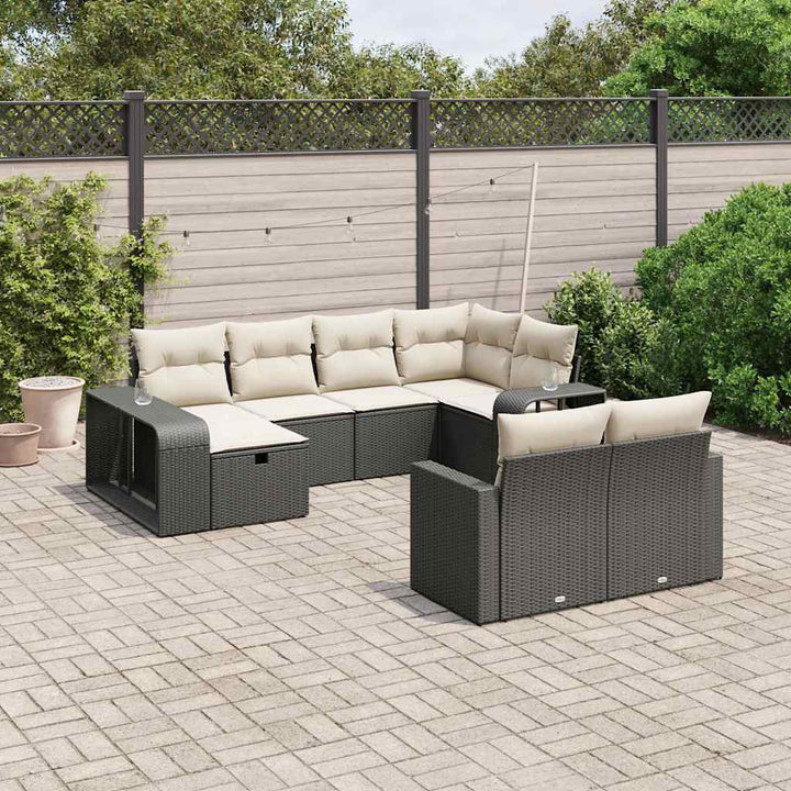 sofasæt til haven 10 dele med hynder polyrattan sort