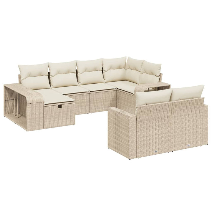 sofasæt til haven 10 dele med hynder polyrattan beige