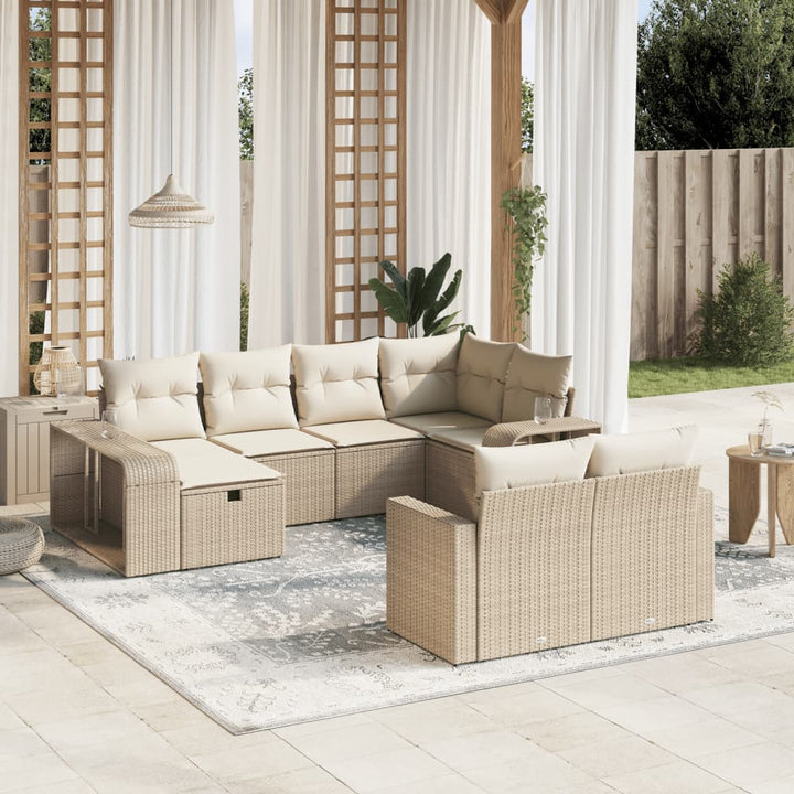 sofasæt til haven 10 dele med hynder polyrattan beige