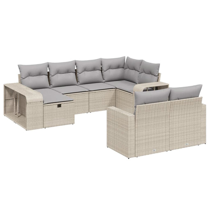sofasæt til haven 10 dele med hynder polyrattan beige