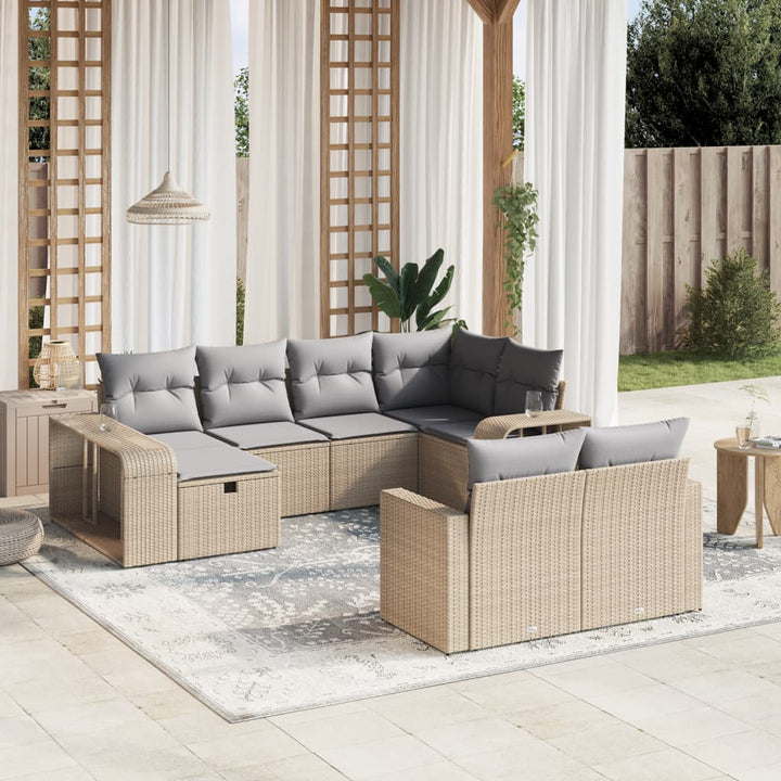 sofasæt til haven 10 dele med hynder polyrattan beige