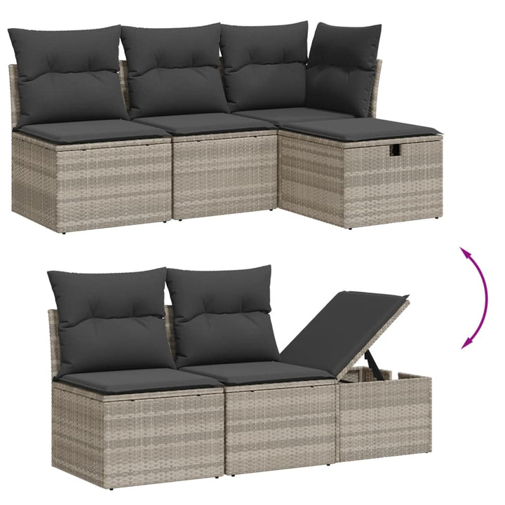 sofasæt til haven 10 dele med hynder polyrattan lysegrå