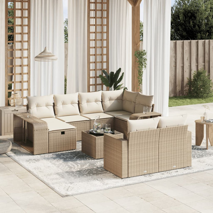 sofasæt til haven 11 dele med hynder polyrattan beige