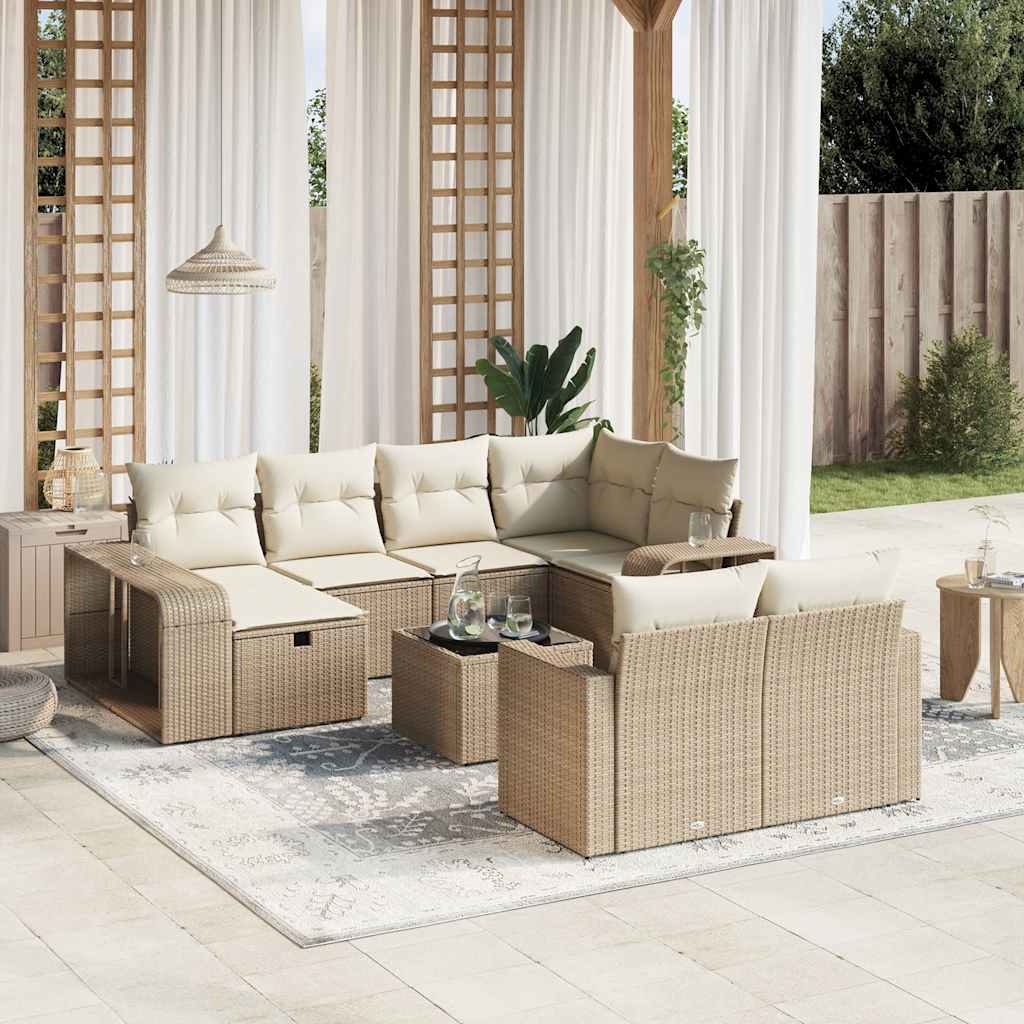 sofasæt til haven 11 dele med hynder polyrattan beige