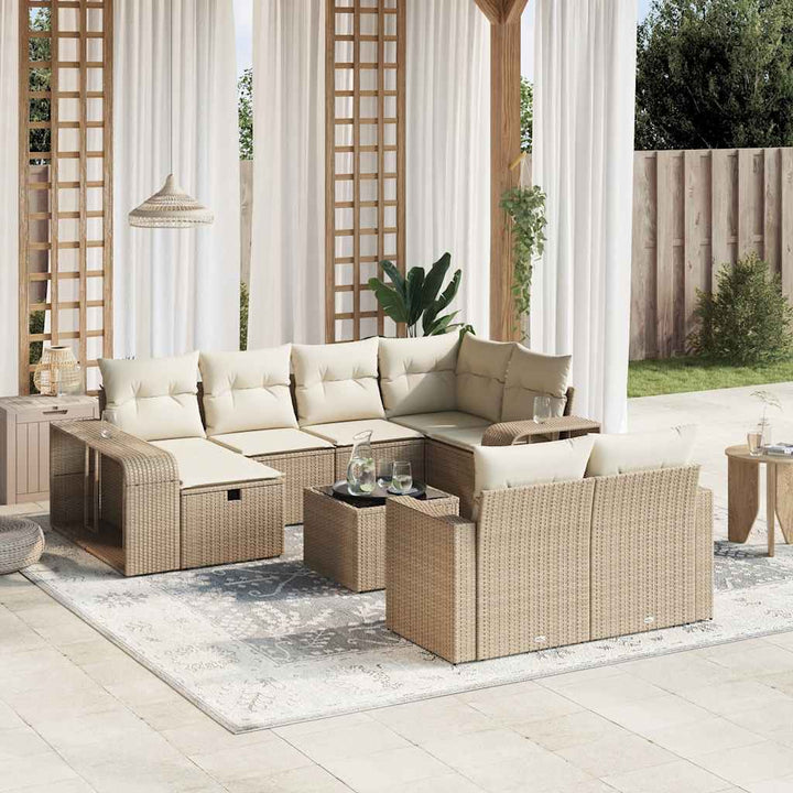 sofasæt til haven 11 dele med hynder polyrattan beige