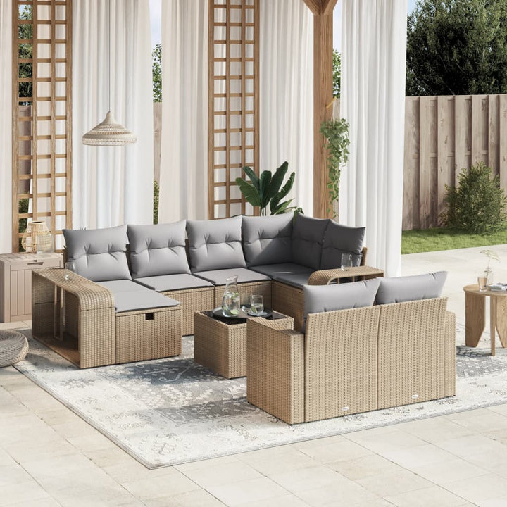 sofasæt til haven 11 dele med hynder polyrattan beige
