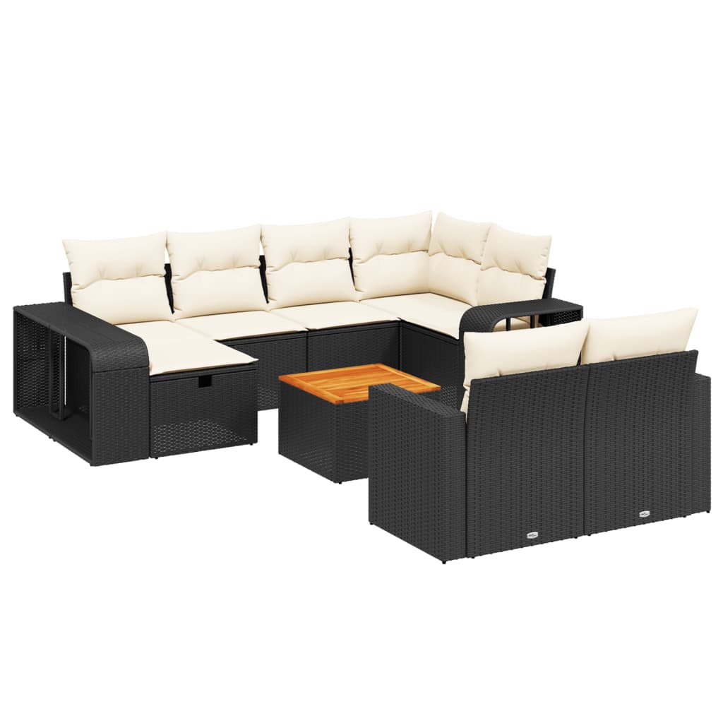 sofasæt til haven 11 dele med hynder polyrattan sort