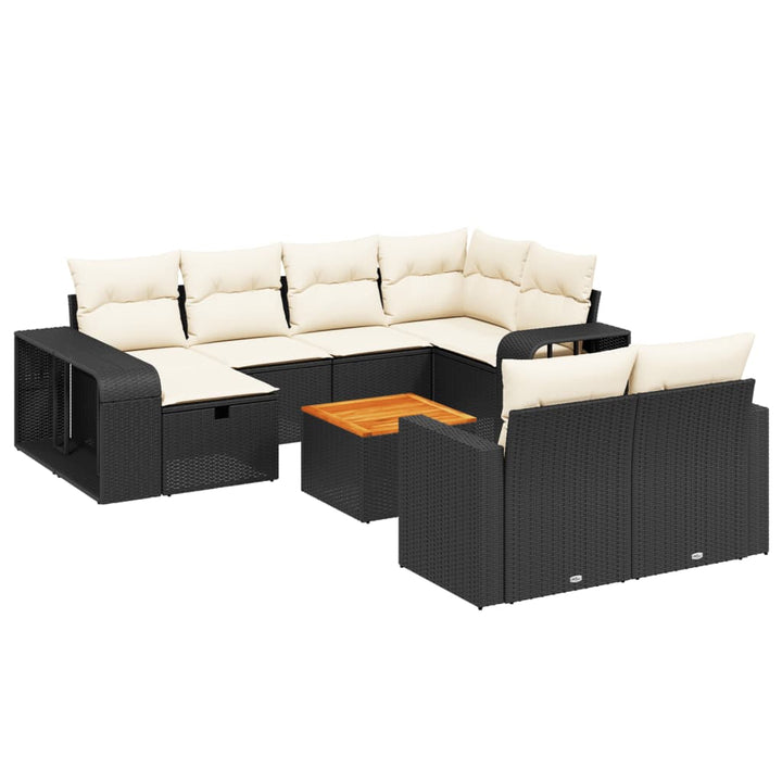 sofasæt til haven 11 dele med hynder polyrattan sort