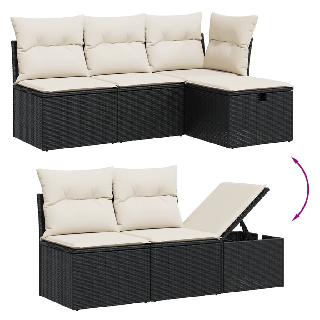 sofasæt til haven 11 dele med hynder polyrattan sort
