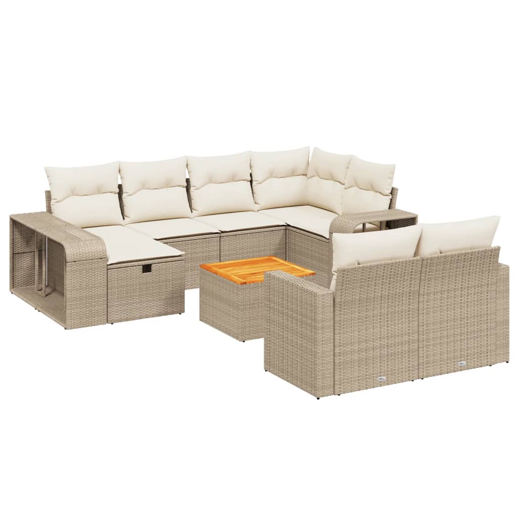 sofasæt til haven 11 dele med hynder polyrattan beige