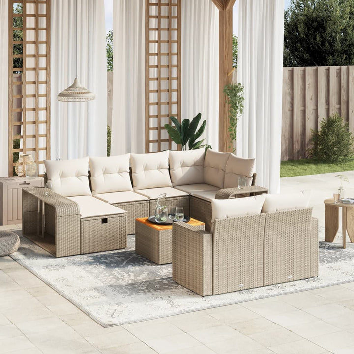 sofasæt til haven 11 dele med hynder polyrattan beige