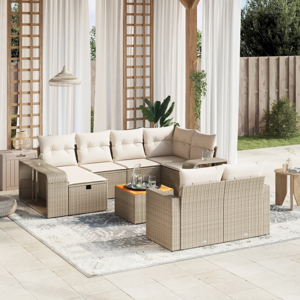 sofasæt til haven 11 dele med hynder polyrattan beige