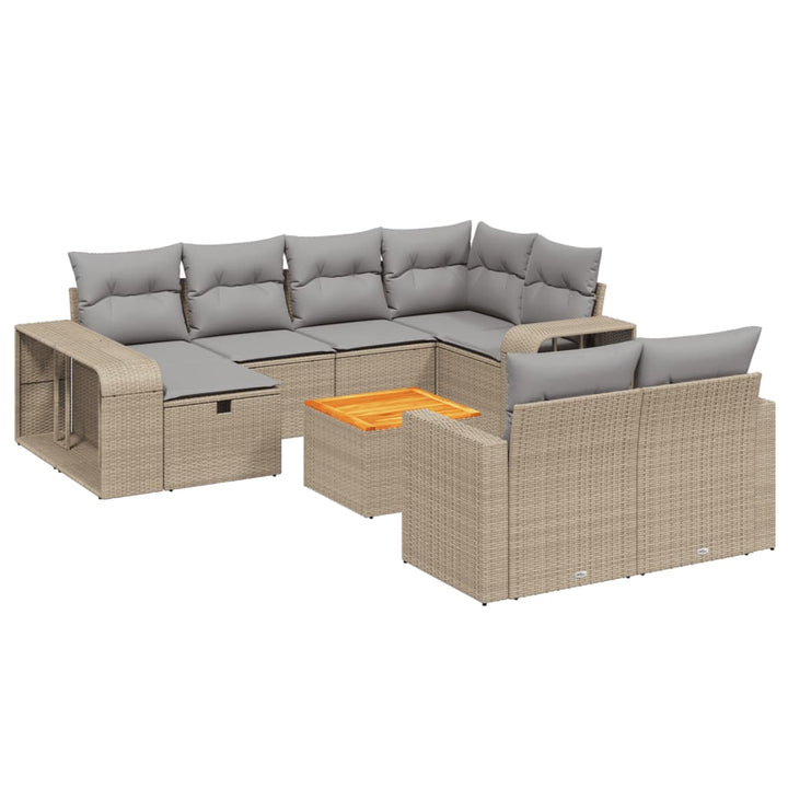 sofasæt til haven 11 dele med hynder polyrattan beige