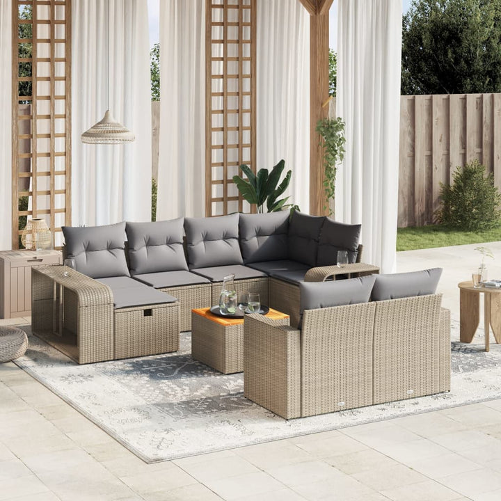 sofasæt til haven 11 dele med hynder polyrattan beige