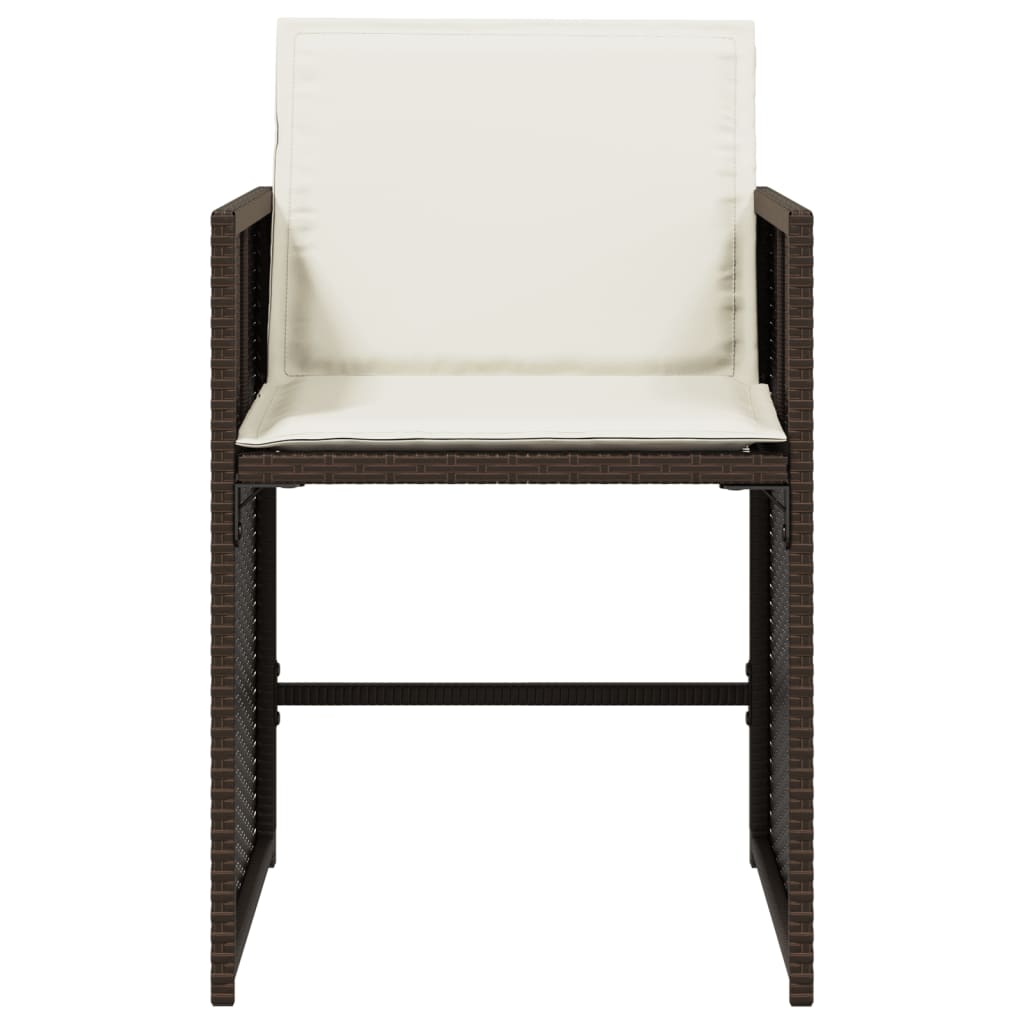 havestole 4 stk. med hynder polyrattan brun