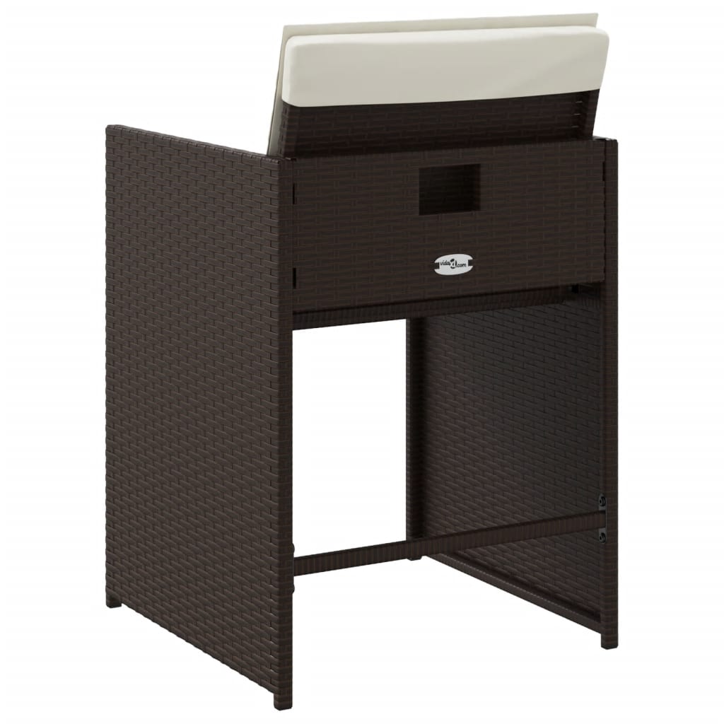 havestole 4 stk. med hynder polyrattan brun