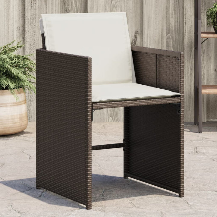 havestole 4 stk. med hynder polyrattan brun