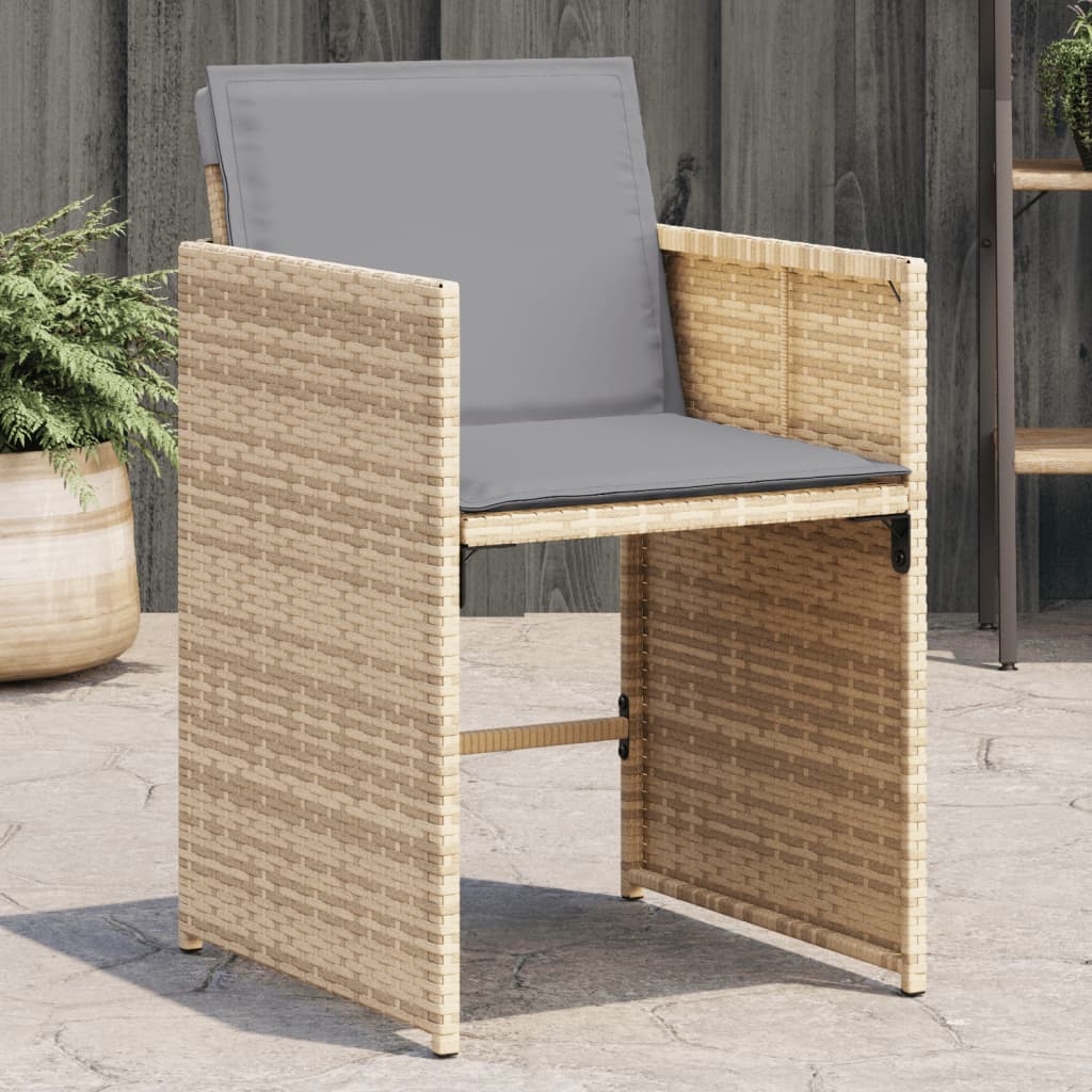 havestole 4 stk. med hynder polyrattan blandet beige