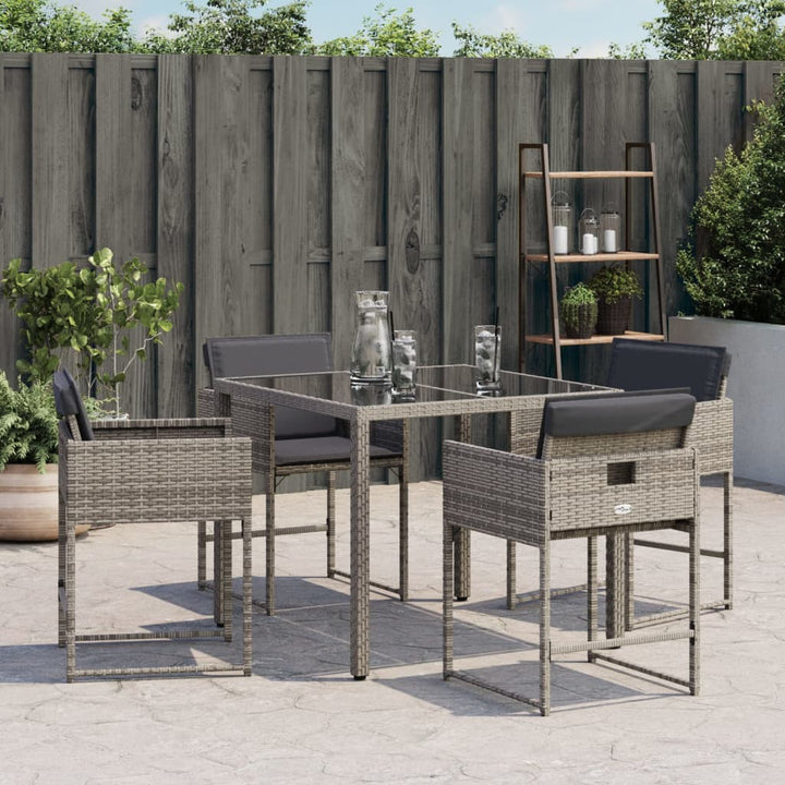 havestole med hynder 4 stk. polyrattan grå