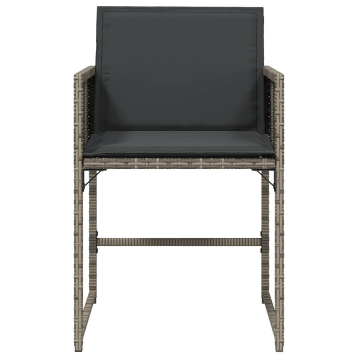 havestole med hynder 4 stk. polyrattan grå