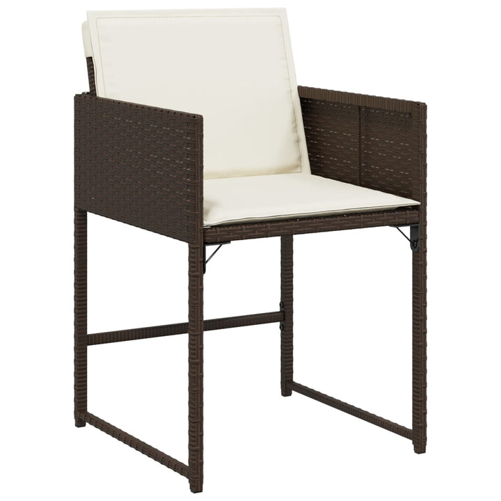 havestole 4 stk. med hynder polyrattan brun