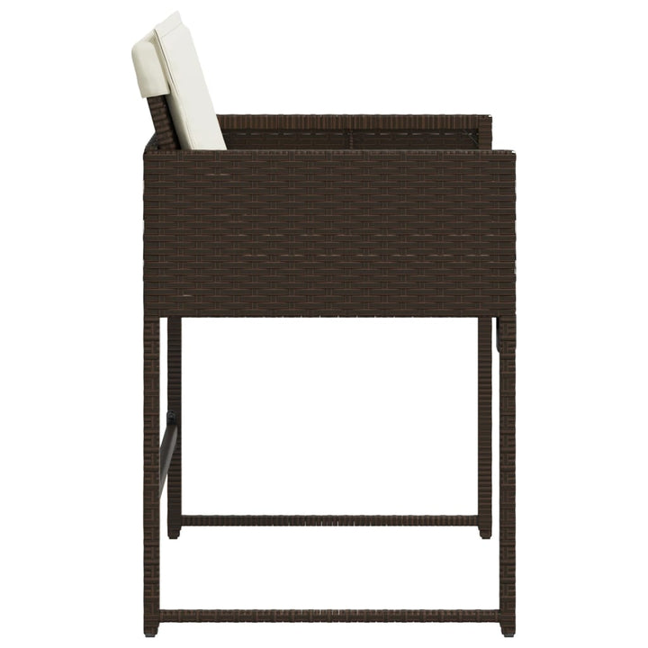 havestole 4 stk. med hynder polyrattan brun