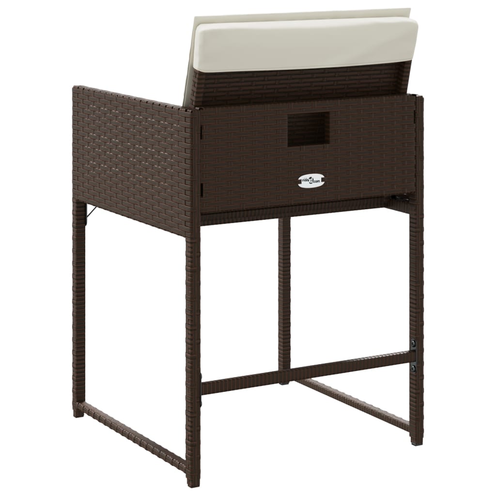 havestole 4 stk. med hynder polyrattan brun