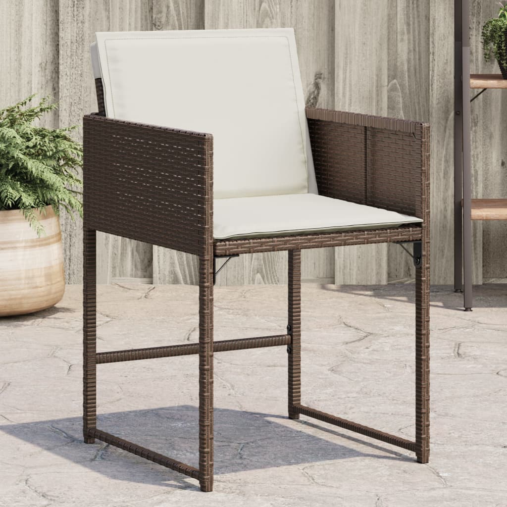havestole 4 stk. med hynder polyrattan brun