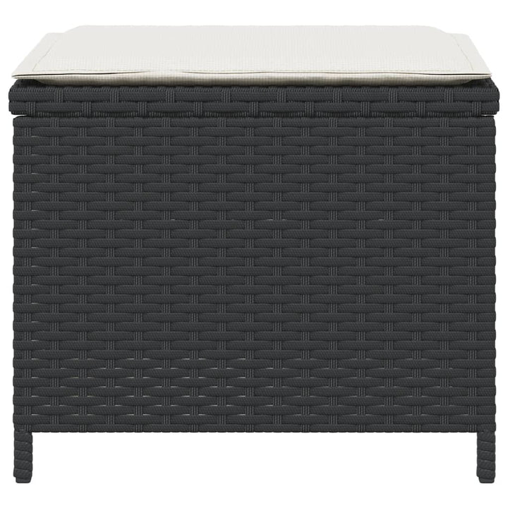 haveskammel med hynder 4 stk. 40x40x35 cm polyrattan sort