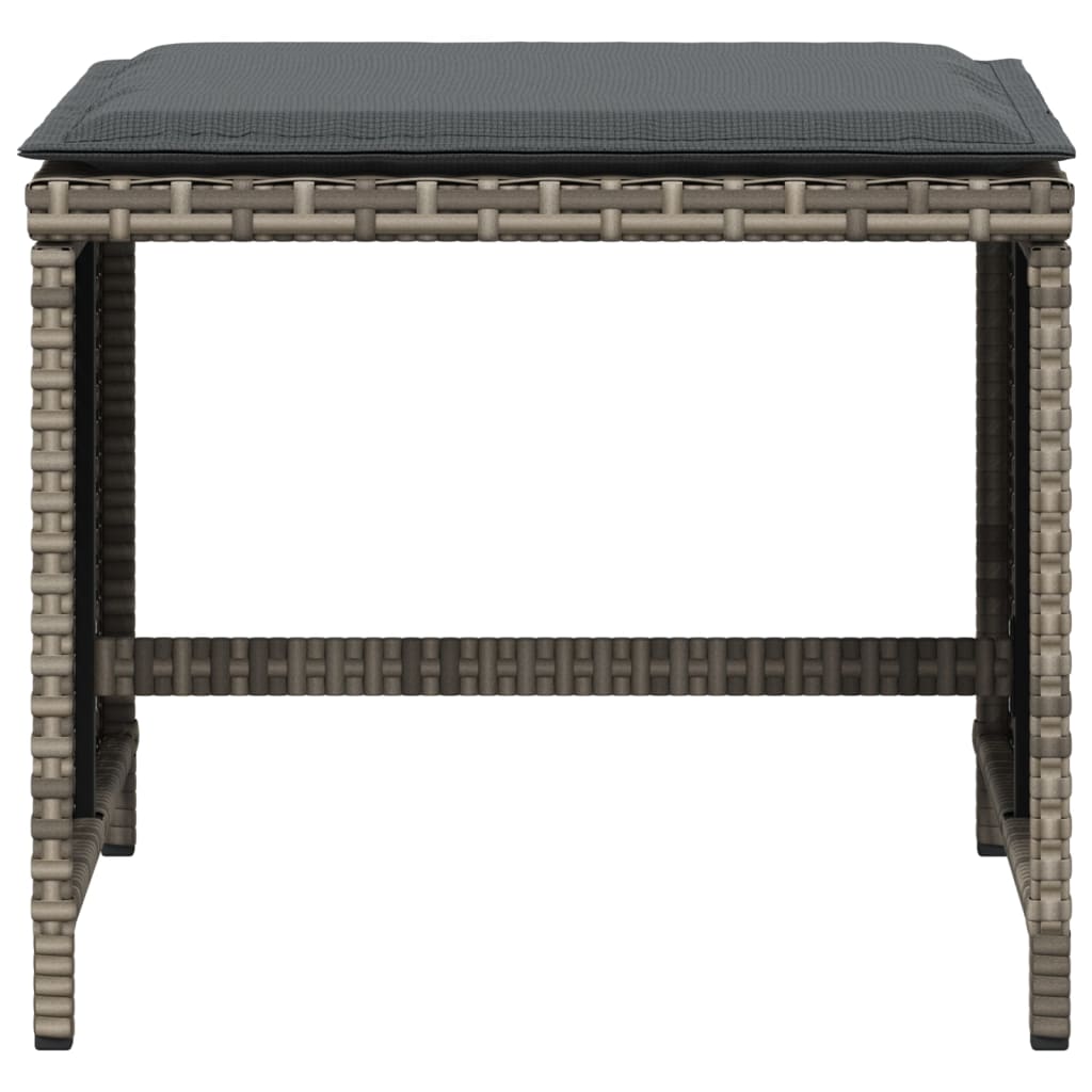 haveskamler 4 stk. med hynder 40x40x35 cm polyrattan grå